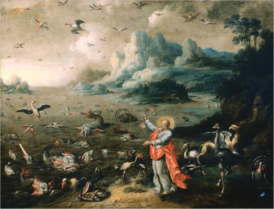 "Und Gott schuf große Walfische und alles Getier, das da lebt und webt, davon das Wasser wimmelt, ein jedes nach seiner Art, und alle gefiederten Vögel, einen jeden nach seiner Art." So stellte sich der flämische Maler Jacob Bouttats um 1700 den fünften Tag der Schöpfung vor "Und Gott schuf große Walfische und alles Getier, das da lebt und webt, davon das Wasser wimmelt, ein jedes nach seiner Art, und alle gefiederten Vögel, einen jeden nach seiner Art." So stellte sich der flämische Maler Jacob Bouttats um 1700 den fünften Tag der Schöpfung vor
