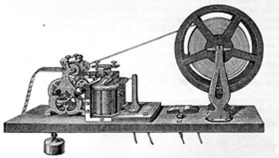 Industrielle Revolution: Neue Kommunikationsformen wie die Telegrafie beschleunigen die Industrielle Revolution: Morse-Schreiber aus dem Jahr 1886
