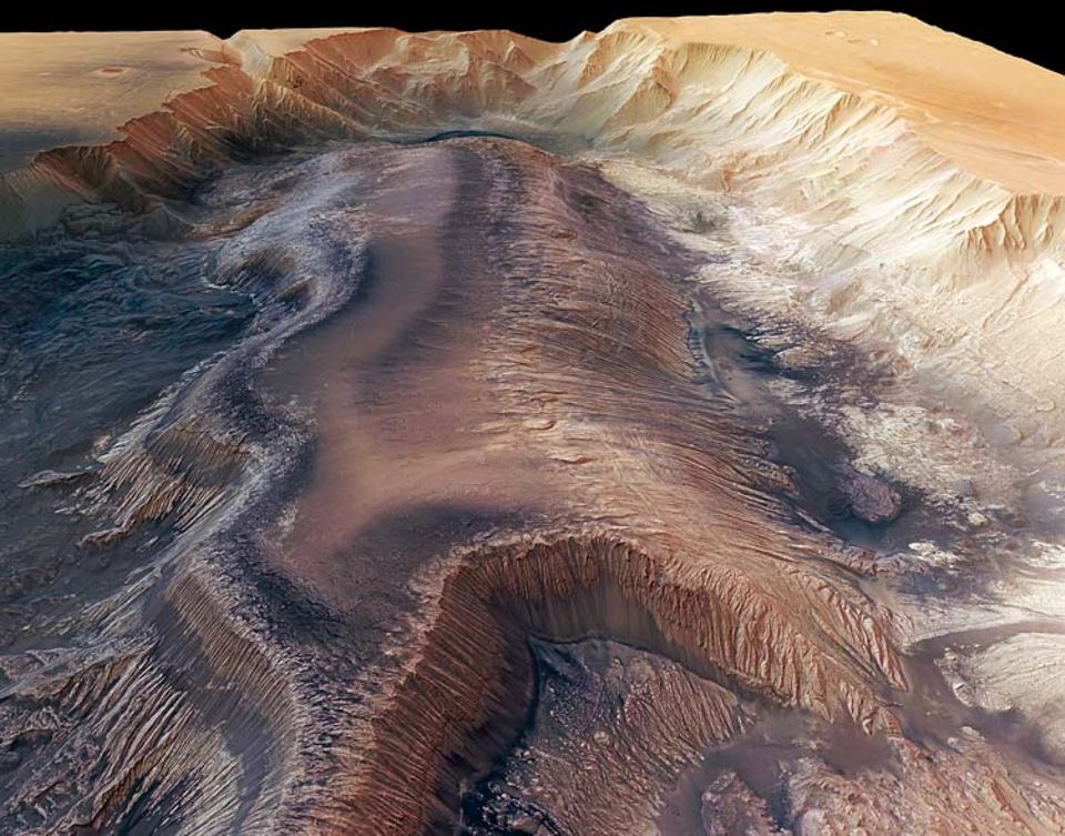 Nächstes Ziel der Extremophilen-Forschung: Könnten unter der Mars-Oberfläche Bakterien hausen? Forscher nehmen an, dass einst große Mengen flüssiges Wasser die Gestade des Roten Planeten umspülten