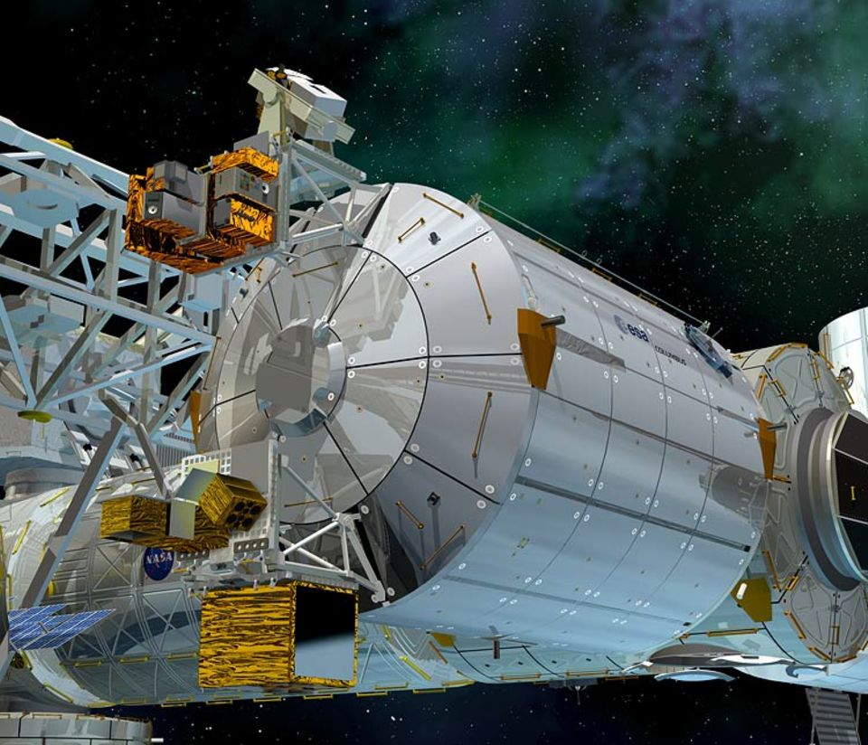 Das Columbus-Labor soll am Ende des Hauptarms der ISS andocken Das Columbus-Labor soll am Ende des Hauptarms der ISS andocken