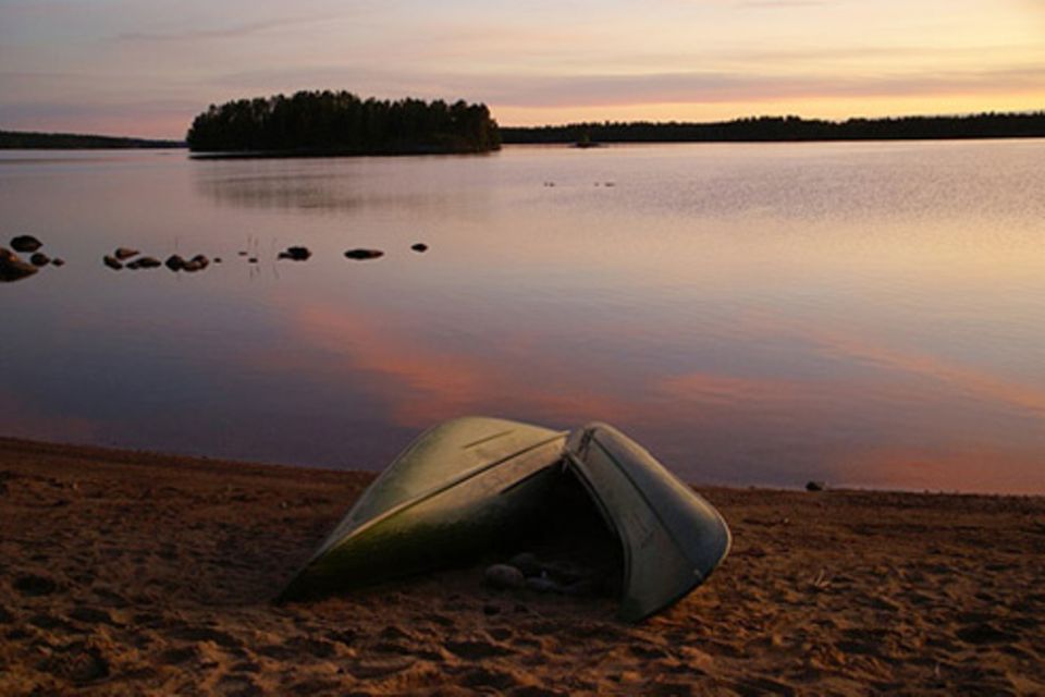 Schiebepuzzle: Abendstimmung am See
