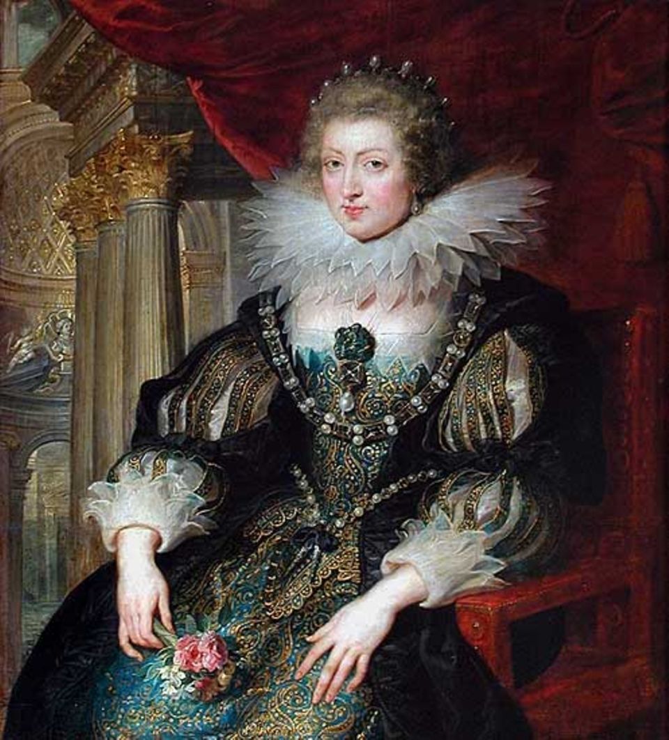 Der Sonnenkönig - Ludwig XIV.: Die "richtige" Anna von Österreich (1601-1666), Tochter des spanischen Königs Philipp III., durch Heirat mit Ludwig XIII. Königin und nach dessen Tod Regentin von Frankreich; nach einem Gemälde von Peter Paul Rubens (1577-1640)