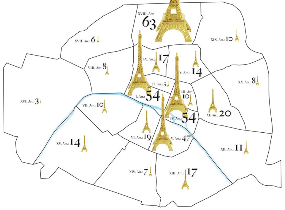 Turmhoch vorn: Wie sich die 397 Souvenirläden über Paris verteilen Turmhoch vorn: Wie sich die 397 Souvenirläden über Paris verteilen