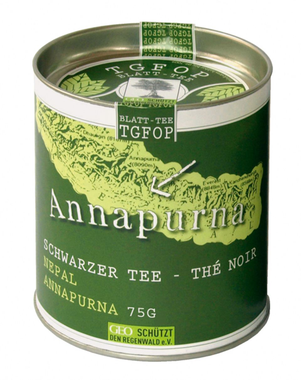 Schwarztee ANNAPURNA in der dekorativen 75g-Dose Schwarztee ANNAPURNA in der dekorativen 75g-Dose