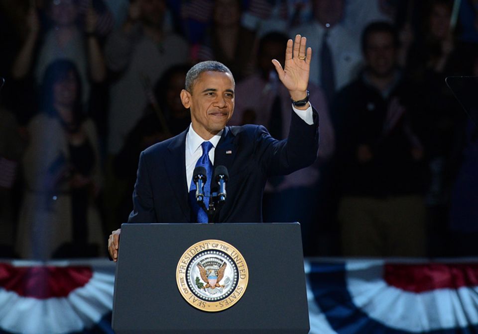 Barack Obama kurz nach seiner Wiederwahl in Chicago Barack Obama kurz nach seiner Wiederwahl in Chicago
