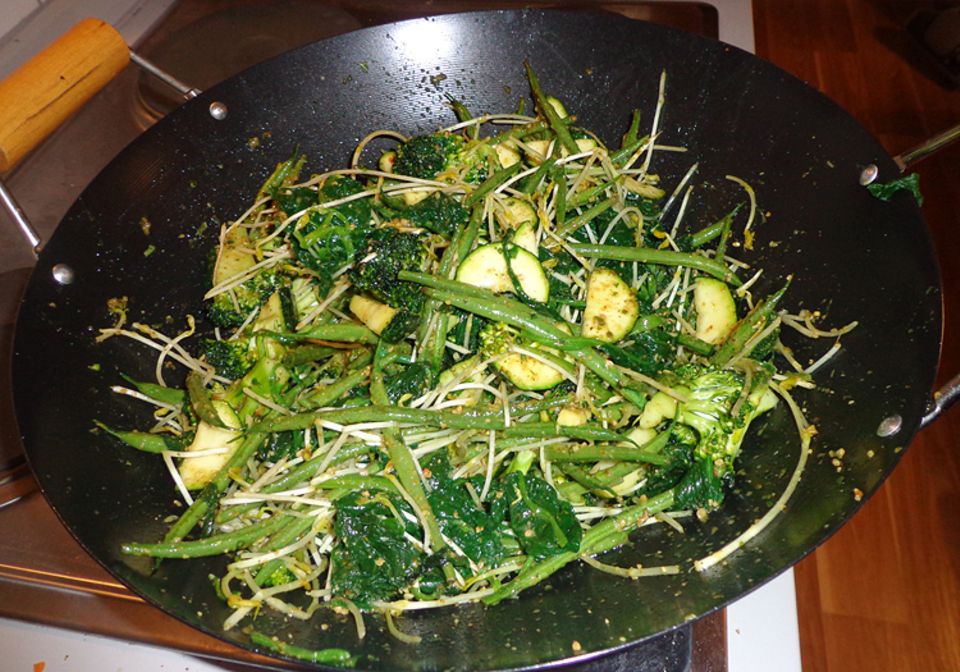 Rezept: Guten Appetit mit eurem grünen Gemüse im Wok!