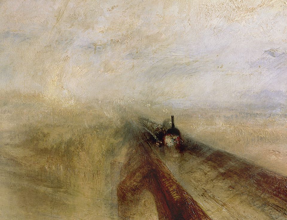 Ein Werk und seine Geschichte: Im Rausch des Neuen: Hügel, Himmel und Brücke verschmelzen zu einem Nebel, aus dem eine Lokomotive hervorschießt. Turners »Regen, Dampf und Geschwindigkeit« von 1844 wird zum Sinnbild der Industrialisierung
