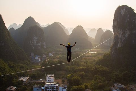 Slackliner Alexander Schulz: Slackline-Weltrekord in 100 Meter Höhe