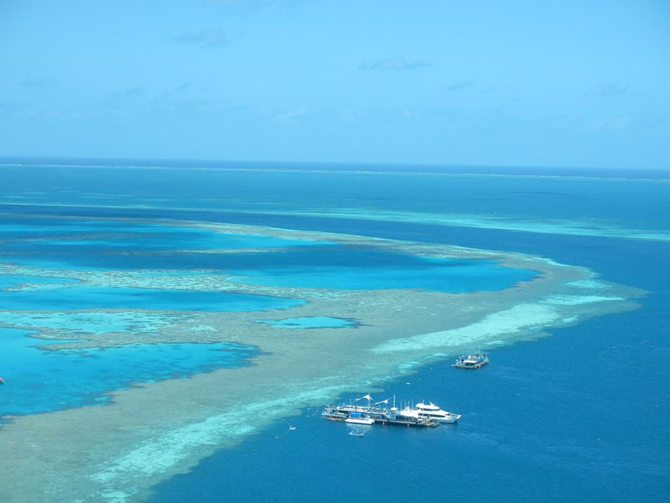 Australien: Tagsüber schaut man ins Wasser, nachts in die Sterne: Die "Reefworld" ist eine Tauchplattform mitten im Great Barrier Reef. Nach Sonnenuntergang wird das Oberdeck zum exklusiven Zeltplatz