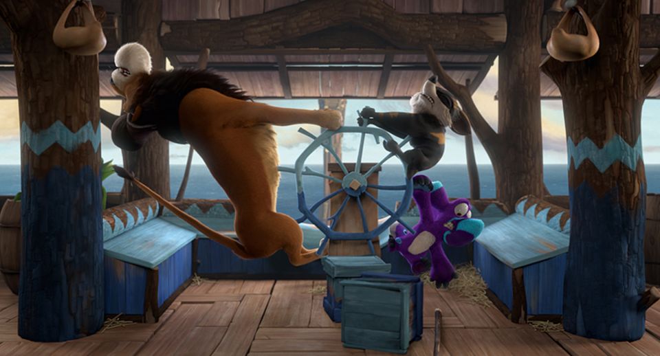 Filmtipp: Die Eltern Kate (m.) und Dave (r.) versuchen auf der Arche nach Kräften, das Schiff zu wenden und ihre Kinder an Bord zu holen