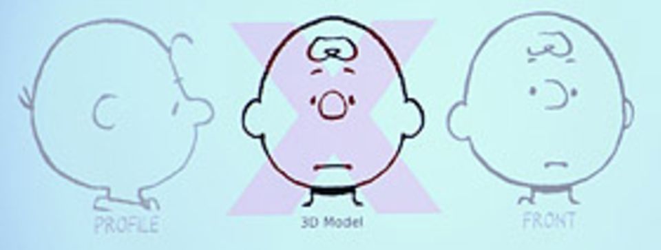 Filmtipp: Bei einem typischen 3-D-Modell würde Charlie Brown von vorne so aussehen wie hier in der Mitte zu sehen - das sieht aber nicht so aus, wie man ihn eigentlich kennt Filmtipp: Bei einem typischen 3-D-Modell würde Charlie Brown von vorne so aussehen wie hier in der Mitte zu sehen - das sieht aber nicht so aus, wie man ihn eigentlich kennt