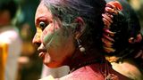 Holi "Festival der Farben" in Santiniketan, Indien