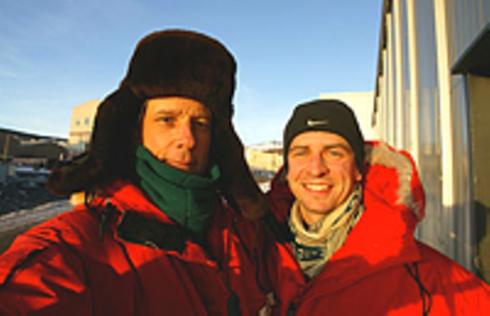 Antarktis: Lars Abromeit (r.) mit dem amerikanischen Fotografen George Steinmetz Antarktis: Lars Abromeit (r.) mit dem amerikanischen Fotografen George Steinmetz