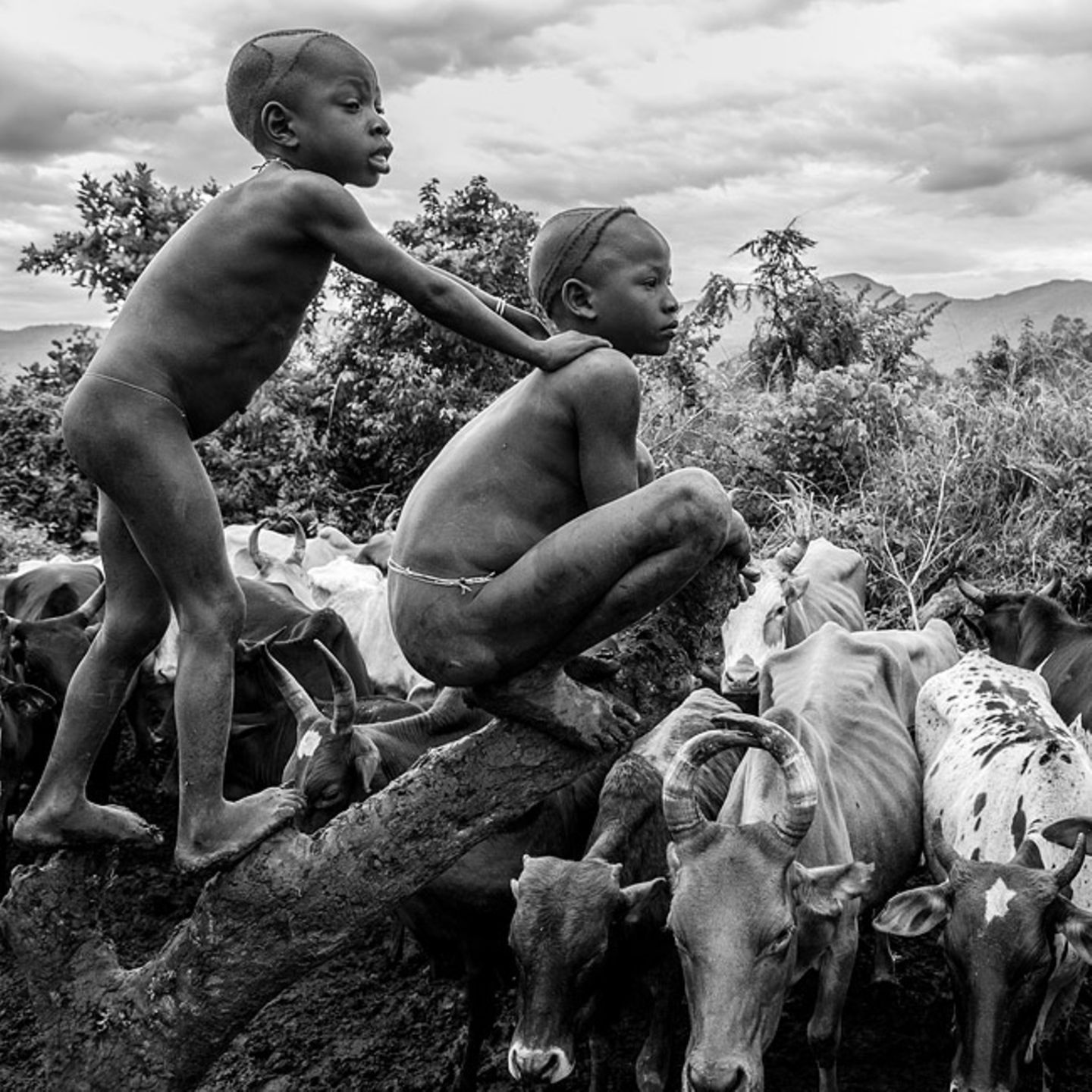 Surma-Kinder, Omo-Tal, Äthiopien