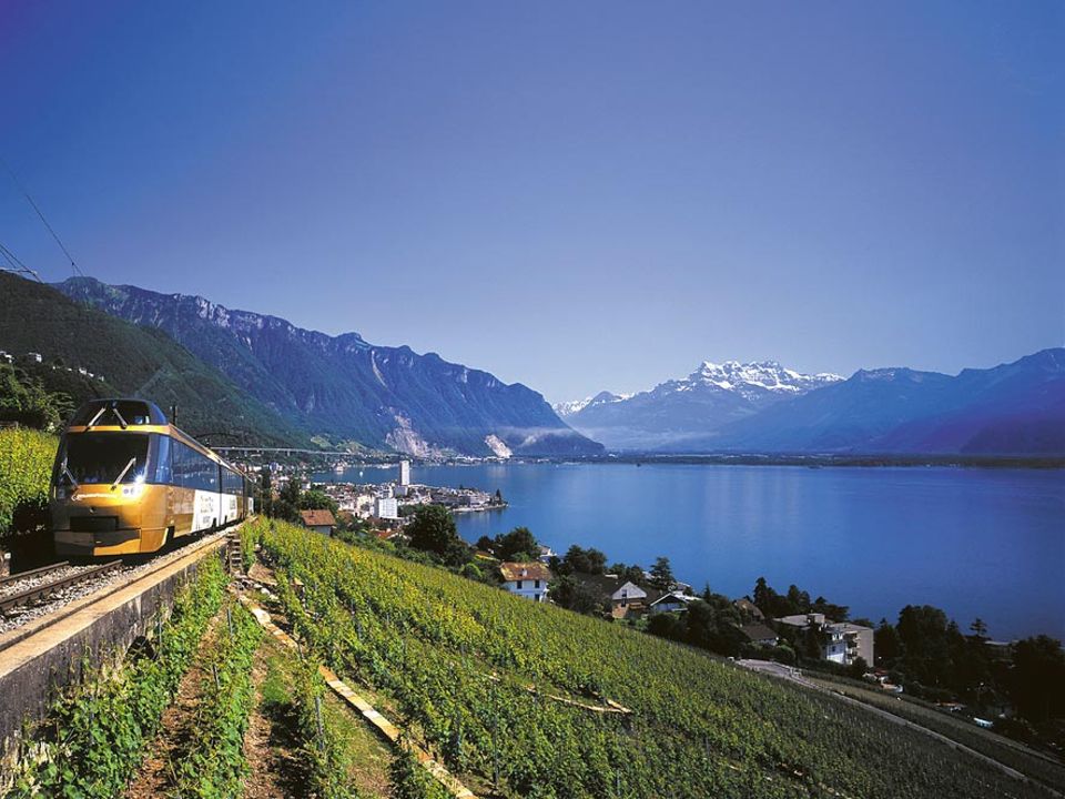 Interrail: Von Montreaux nach Luzern führt die Golden Pass Bahn an zahlreichen Wäldern und traumhaft schönen Alpenpanoramen entlang