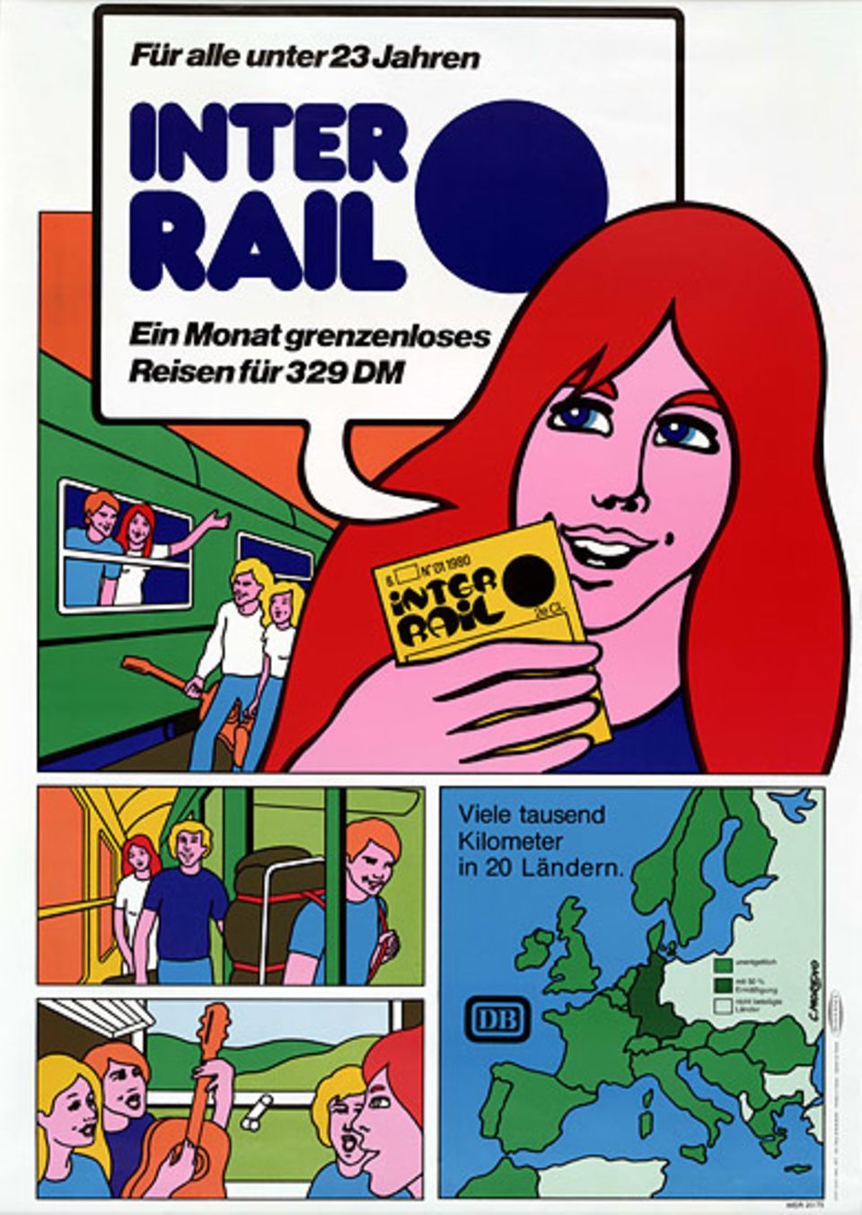 40 Jahre Interrail: Die Werbeplakate für Interrail passten sich der Zeit an, wie dieses Exemplar von 1980.