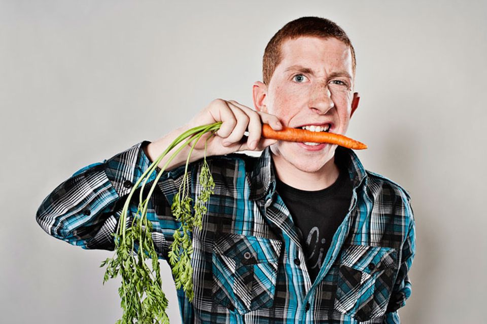 Redewendung: Am Hungertuch nagen? Nein, dann doch lieber an einer gesunden Karotte. Schmeckt auch besser Redewendung: Am Hungertuch nagen? Nein, dann doch lieber an einer gesunden Karotte. Schmeckt auch besser