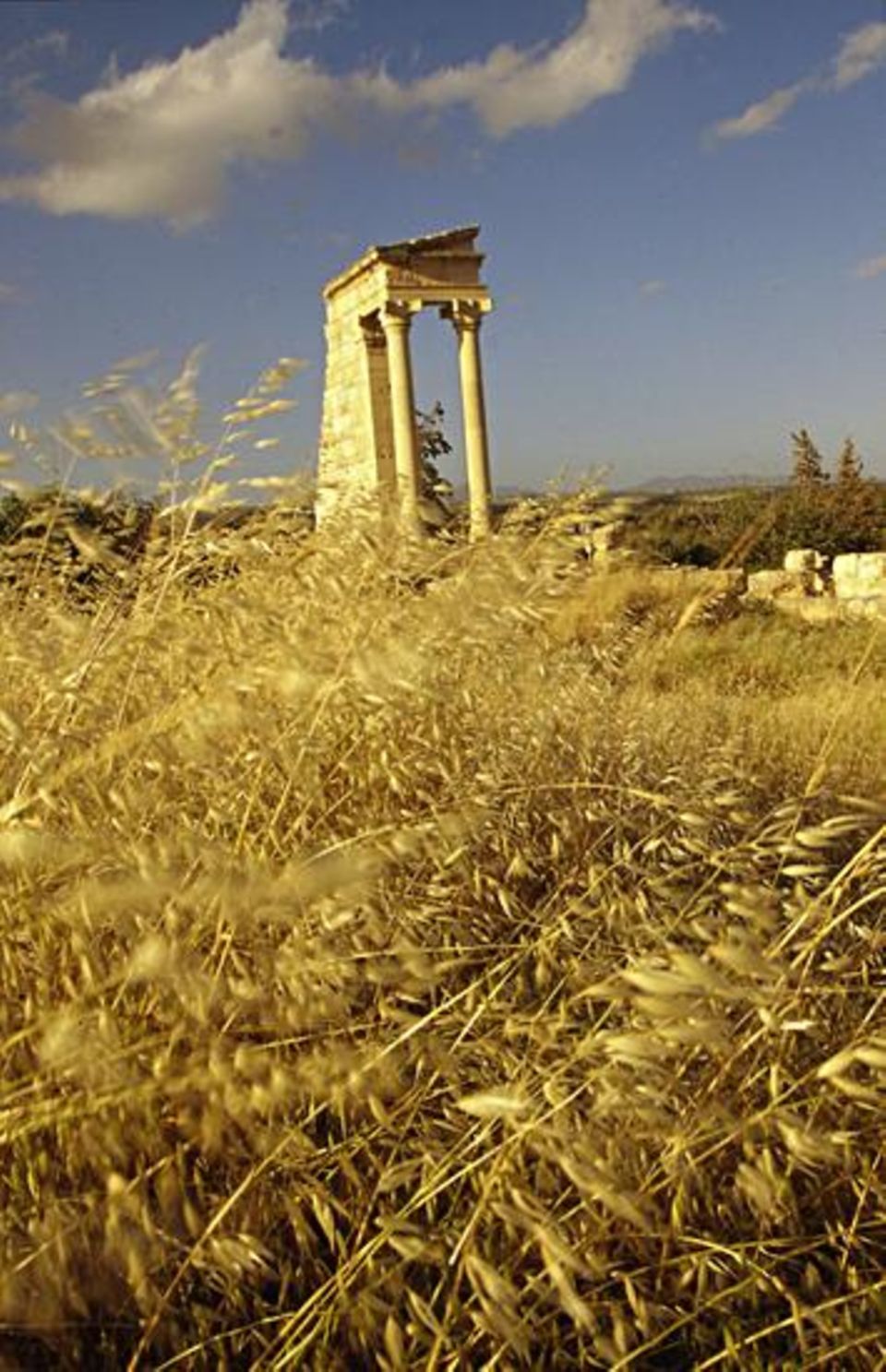 Ein nur auf Zypern verehrter Gott: Apollo Hylates. Bei Kourion steht die Teilkonstruktion seines Tempels Ein nur auf Zypern verehrter Gott: Apollo Hylates. Bei Kourion steht die Teilkonstruktion seines Tempels