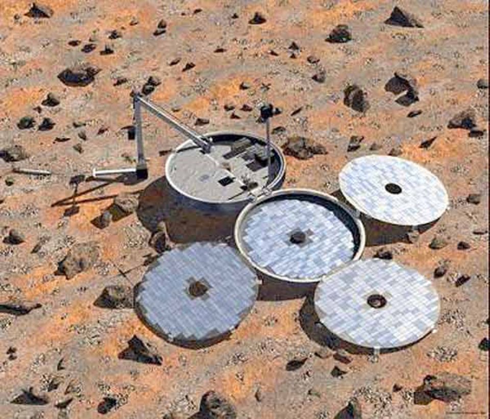 Mars-Mission: Beagle 2 auf der Marsoberfläche (Zeichnung)