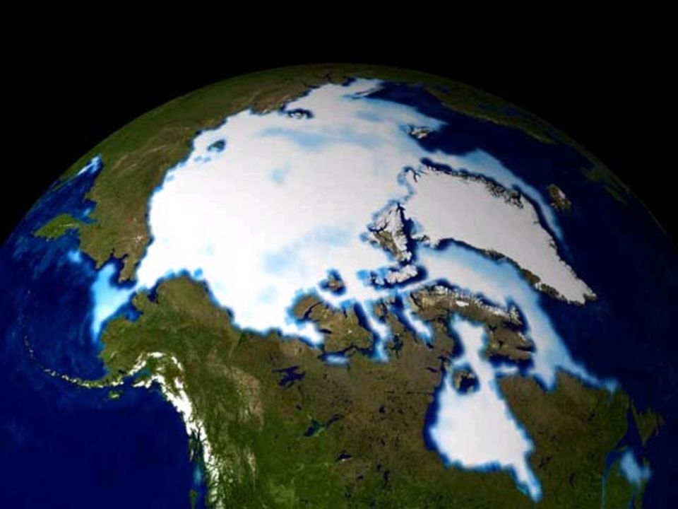 Die Ausdehnung der arktischen Eisdecke am 1. Januar 1990