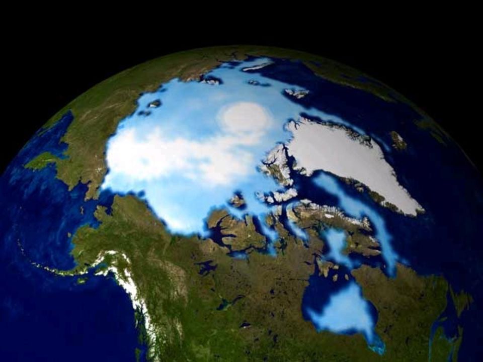 Neun Jahre später ist die Eisfläche auf dem Arktischen Ozean sichtbar zurückgegangen