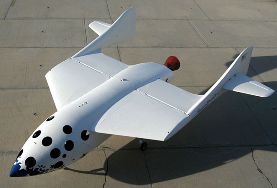 Seine Stummelflügel sollen das SpaceShipOne sicher zum Boden tragen