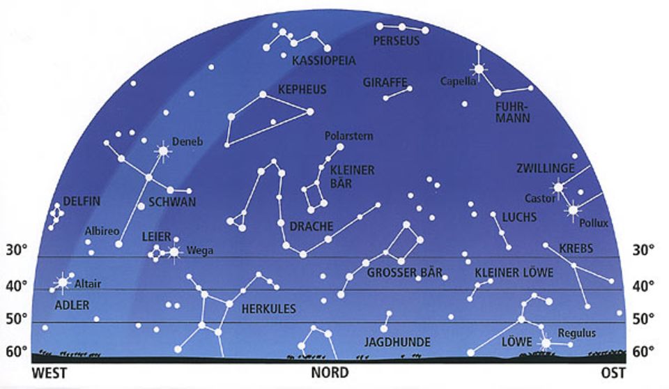 Weltall: Die fünf Sterne des Sternbilds Kassiopeia bilden ein M am Himmel Weltall: Die fünf Sterne des Sternbilds Kassiopeia bilden ein M am Himmel