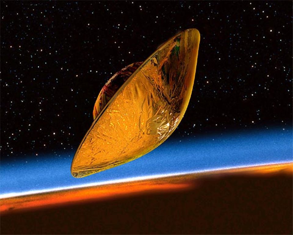 Die Sonde "Huygens" kurz vor dem Eintritt in die Titan-Atmosphäre (Illustration)