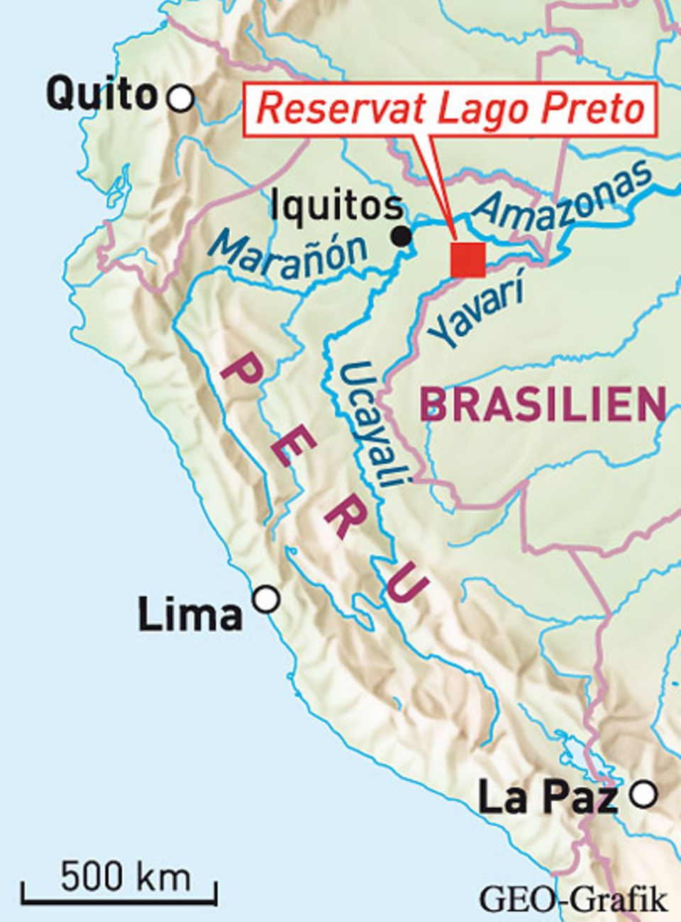 Das Reservat Lago Preto liegt im Nordosten Perus an der Grenze zu Brasilien