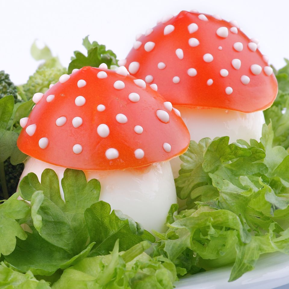 Fun Food, Funfood, Rezepte, Fliegenpilze, Tomaten, Salat, Snacks
