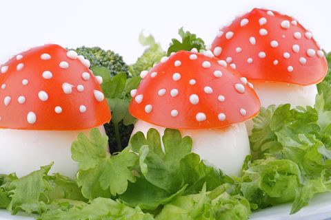 Fun Food, Funfood, Rezepte, Fliegenpilze, Tomaten, Salat, Snacks