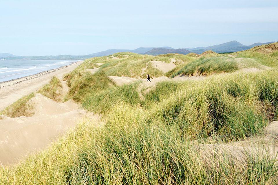 Snowdonia: Die Bucht von Harlech beherbergt den längsten Strand des Nationalparks und zählt mit zum Wales Cost Path