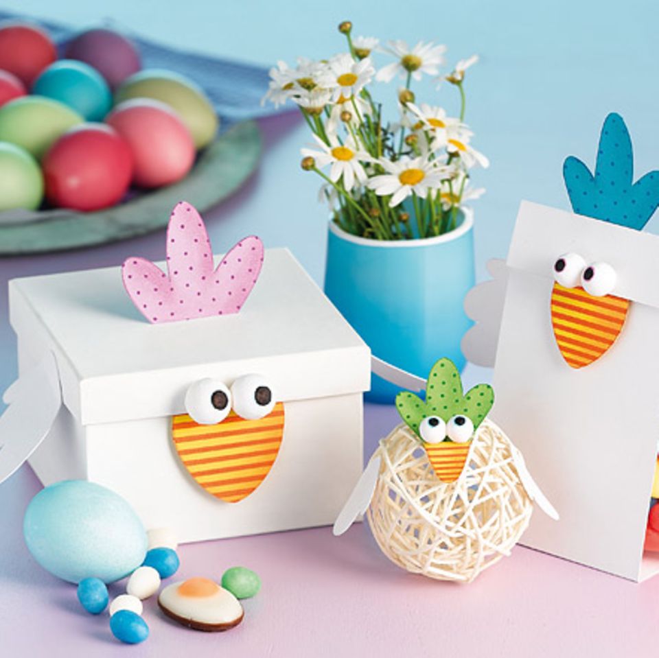 Basteln zu Ostern: Hühner-Verpackungen