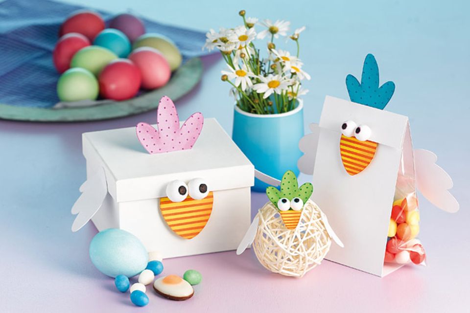 Basteln zu Ostern: Hühner-Verpackungen