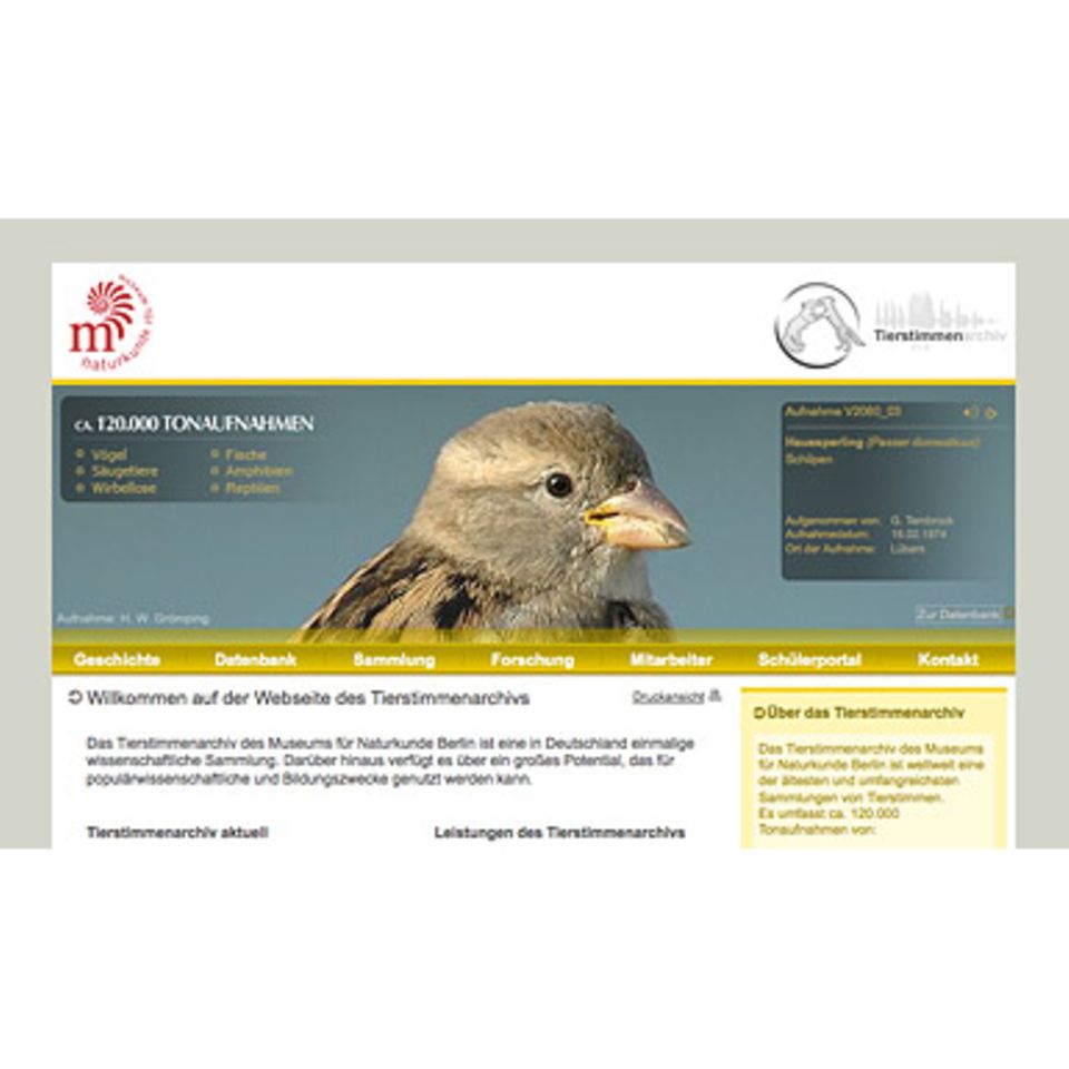 Web-Tipp: Web-Tipp: Tierstimmenarchiv