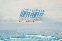 Kamele aus der Luft am Strand von Broome in Australien