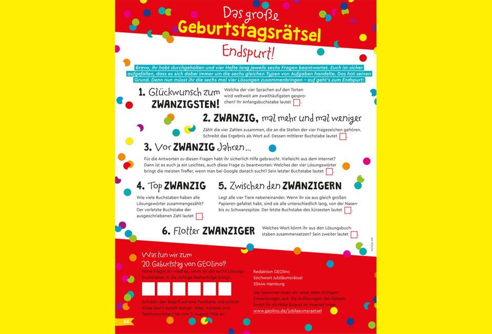 GEOlino Jubiläumsrätsel, Teil 5