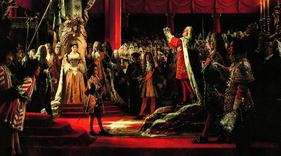 Geschichte in Bildern: Anfänge: 1701 krönt sich der brandenburgische Kurfürst Friedrich III. (oben) in einem kühnen Akt selbst zum preußischen König – und legt damit das Fundament zum Aufstieg des Hohenzollernstaates zur europäischen Großmacht.