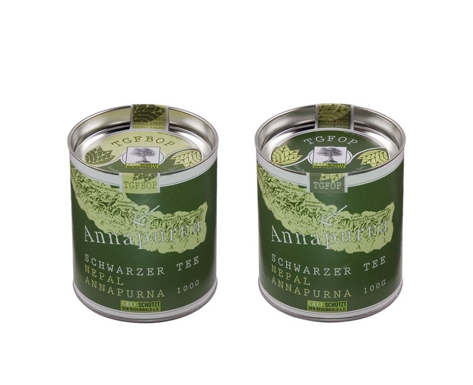 Unsere Produkte: Schwarzer Annapurna-Tee in der dekorativen 100g-Dose Unsere Produkte: Schwarzer Annapurna-Tee in der dekorativen 100g-Dose