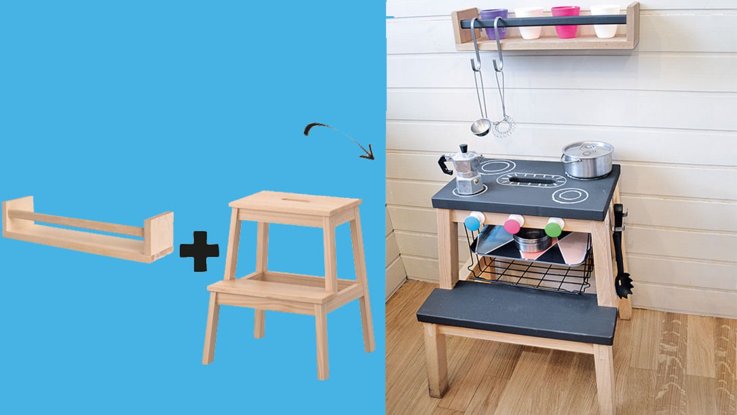 zin Grootte engel Super IKEA Hack: Küche für Kinder aus einem Tritthocker - [GEOLINO]