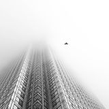 Krähe vor einem Hochhaus