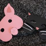 Schweinchen- und Katzen-Maske aus Pappe