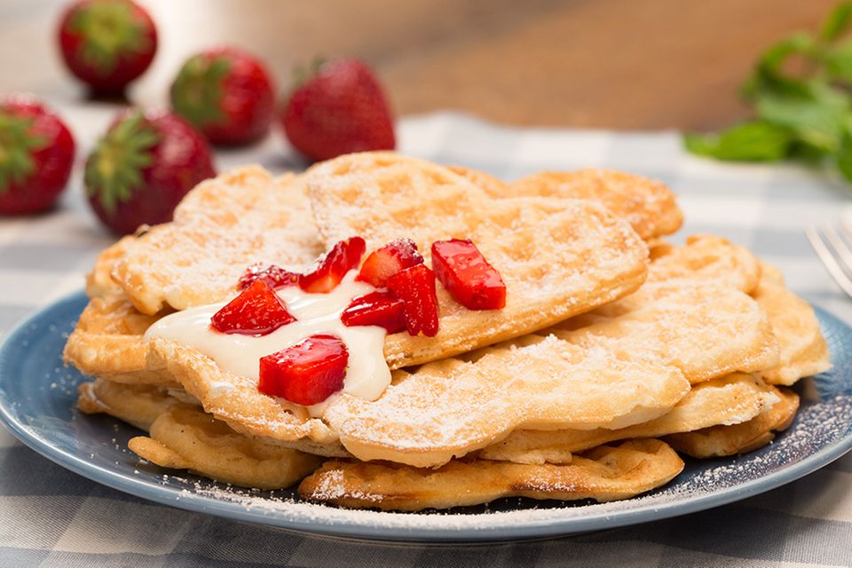 Vegane Waffeln mit Erdbeeren