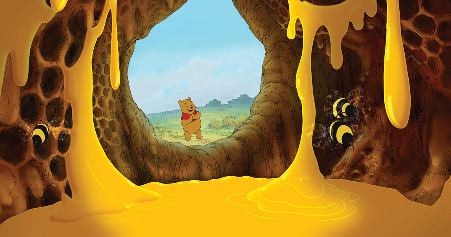Winnie Puuh in einer Höhle voll Honig