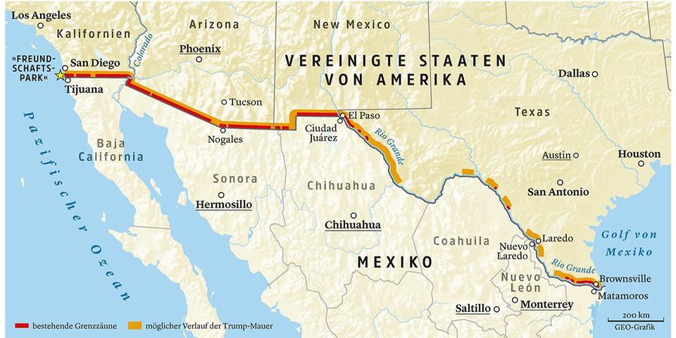 Grenze zwischen Mexiko und den USA