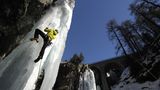 Eisklettern, Schlucht von Pontresina, Engadin, Schweiz,