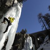 Eisklettern, Schlucht von Pontresina, Engadin, Schweiz,