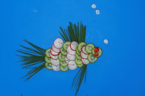 Fisch aus Radieschen und Gurken