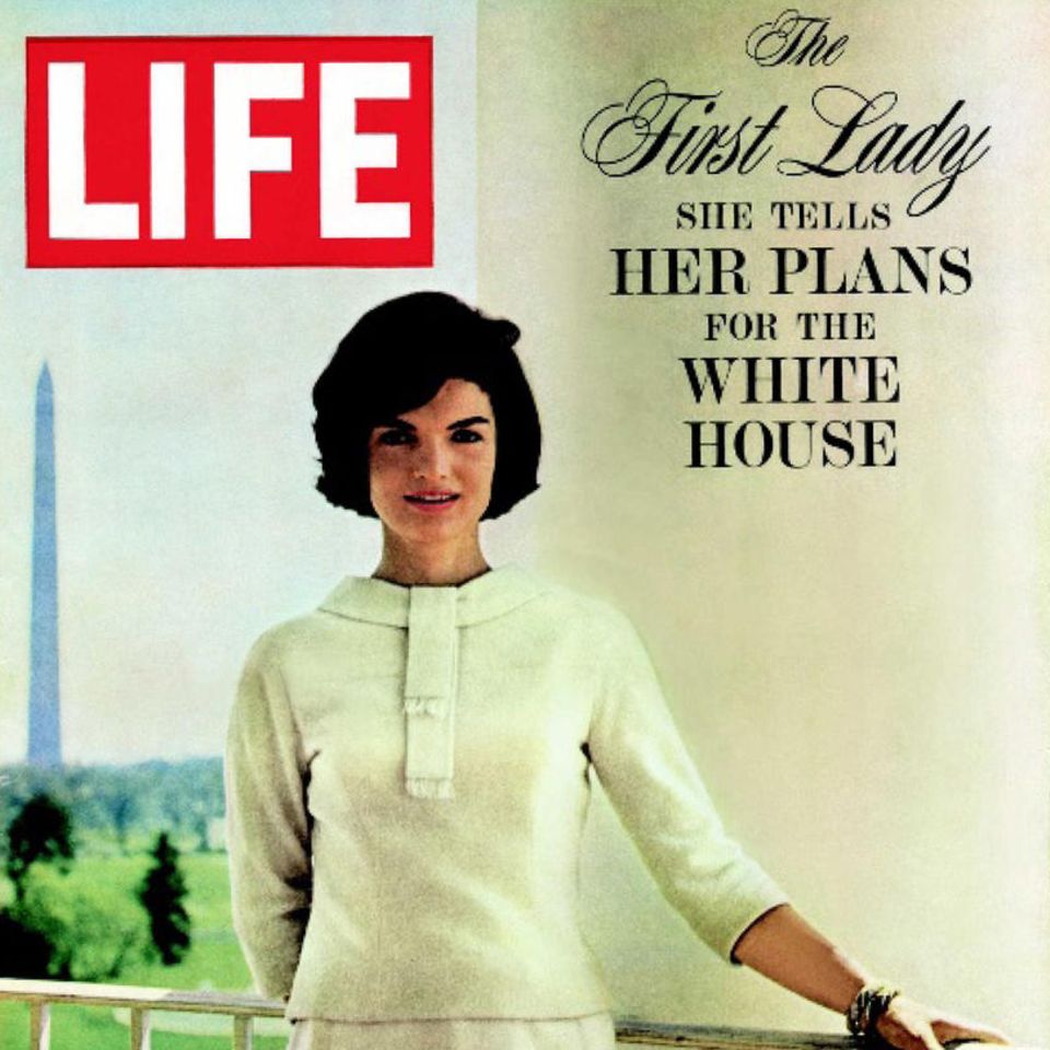Jackie Kennedy auf dem Titel von "Life"; Aufmacherseite aus GEO EPOCHE Nr. 40 "Kennedy"