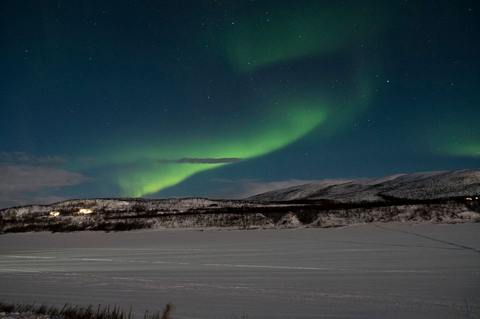 Finnland: Zwischen September und April lassen sich die Polarlichter auch in Nuorgam beobachten